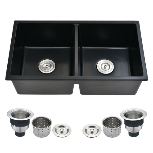 Double Bowl Undermount Kitchen Sink 32" L x 18" W