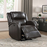 Power Reclining Chair Brown Faux Leather Plush Seating