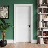 30" X 80"Louver Interior Door Slab, White PVC Waterproof Moisture-Resistant