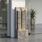 Modern Gray Outdoor Water Fountain LED Lights Resin 39.4
