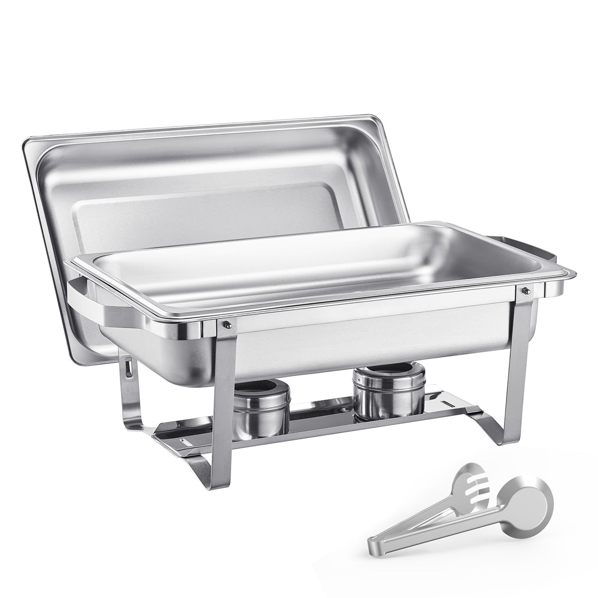 8 Qt 6 Pack Rectangle Chafing Dish Buffet Set Full Size Pan Stainless Steel