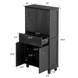 64.5'' Tall Accent 4Door Cabinet, Hollow Sideboard Buffet Cabinet