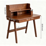 Pine Desk with Storage Walnut