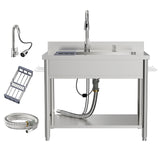 Stainless Steel Utility Sink, 38.4" Freestanding Single Bowl Laundry Sink