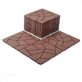 12' Patio Deck Interlocking Tiles Stone Style Red Brown 44pc