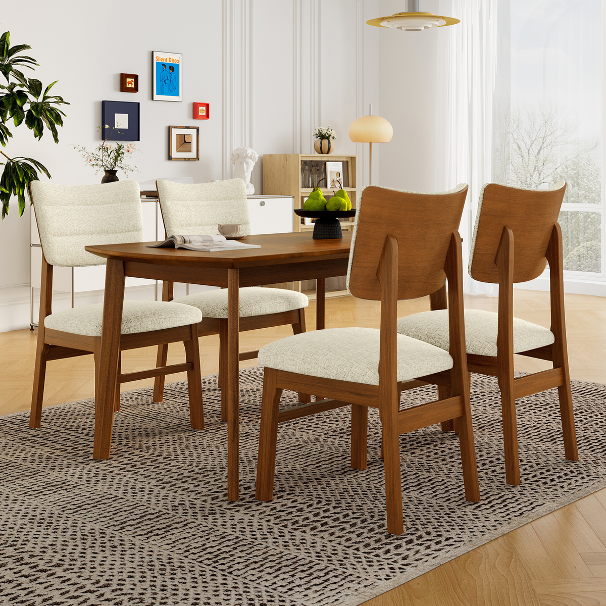 Engineered Wood Dining Set Brown/Beige