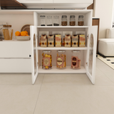 Kitchen Island with Extendable & Rotating Table, MDF with Walnut Veneer Retro De