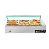 Commercial Food Warmer, 1500W Electric Stainless Steel Steam Food Warmer with Gl