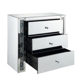 Console Cabinet - Glam - Mirrored with Faux Agate Inlay - 3 Drawers