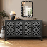 Hollow Four Door Antique Cabinet, American Country Style, Suitable for Living Ro