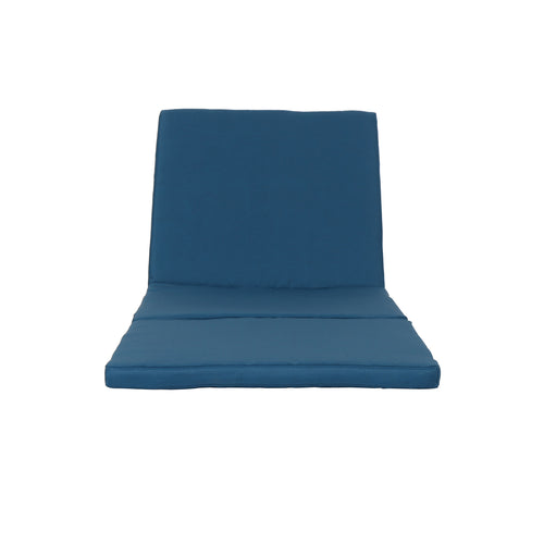 Outdoor Chaise Lounge Cushion Blue Polyester Waterproof Tie-Down 76.75x25.5 In