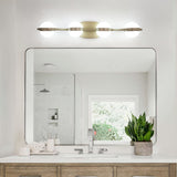 LED Vanity Light - 4-Light - Crystal Sand Acrylic - Gold - 28"