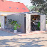 10x14 ft Metal Storage Shed with 3 Lockable Doors