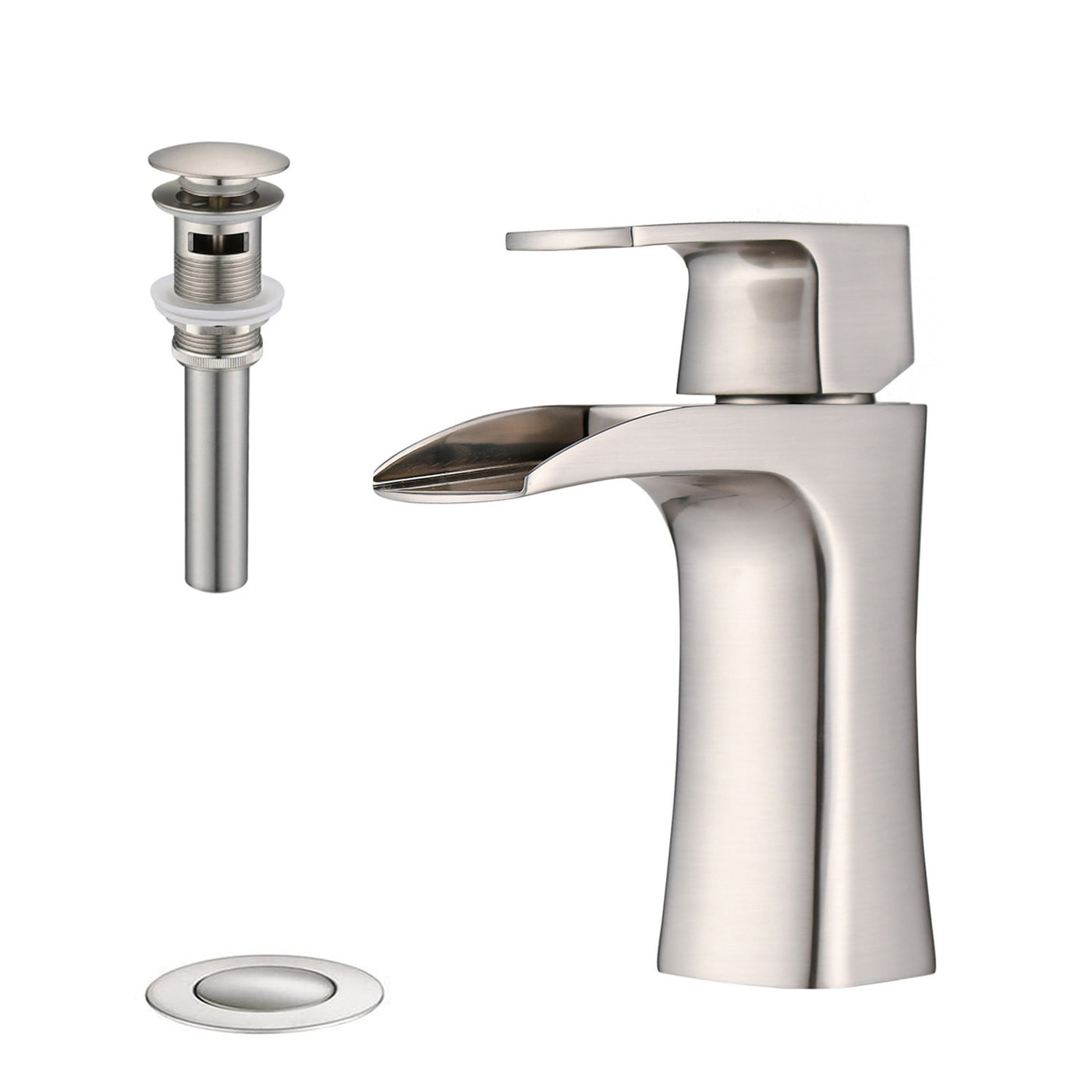 ADA Waterfall Bathroom Faucet Single Handle Brushed Nickel