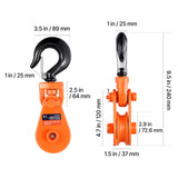2 Ton Snatch Block with Swivel Hook 3" Sheave 3/8" Wire Rope Wrecker Rollback