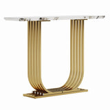 Engineered Wood Console Table White/Gold