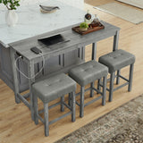 Solid Wood Bar Table Set Grey