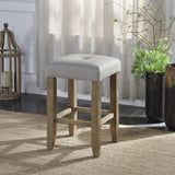 Counter Height Stool Set of 2 Gray Synthetic Leather