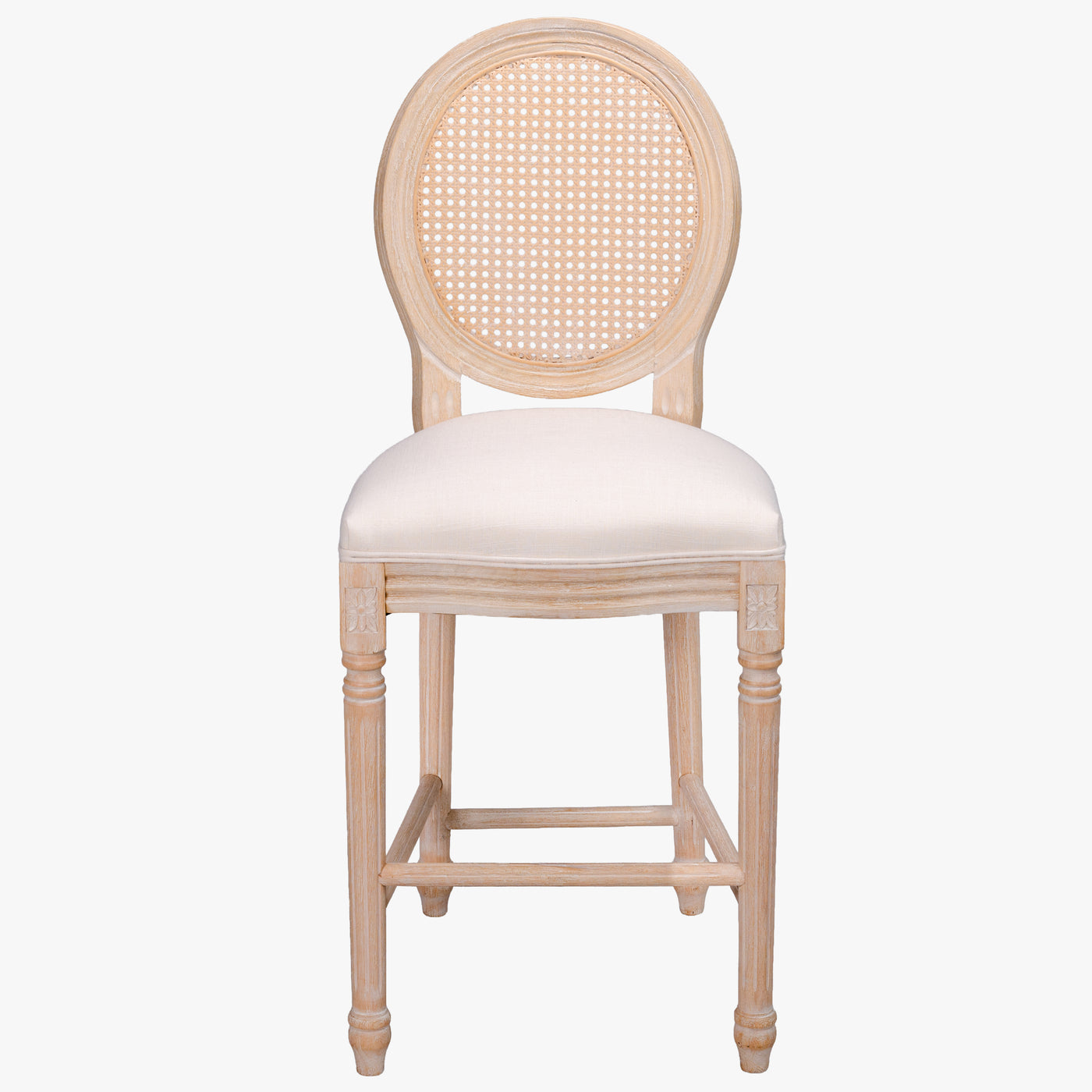 French Country 26" Bar Stools Set of 2 Upholstered Beige