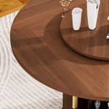 Round Engineered Wood Dining Table with Storage Walnut 55"