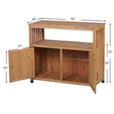 Wooden Patio Bar Table Set with Storage Light Brown