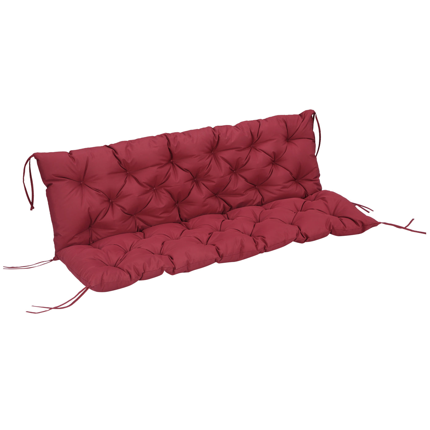 3-Seater Outdoor Bench Cushion with Backrest, Wine Red