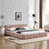 Queen Upholstered Platform Bed Pink