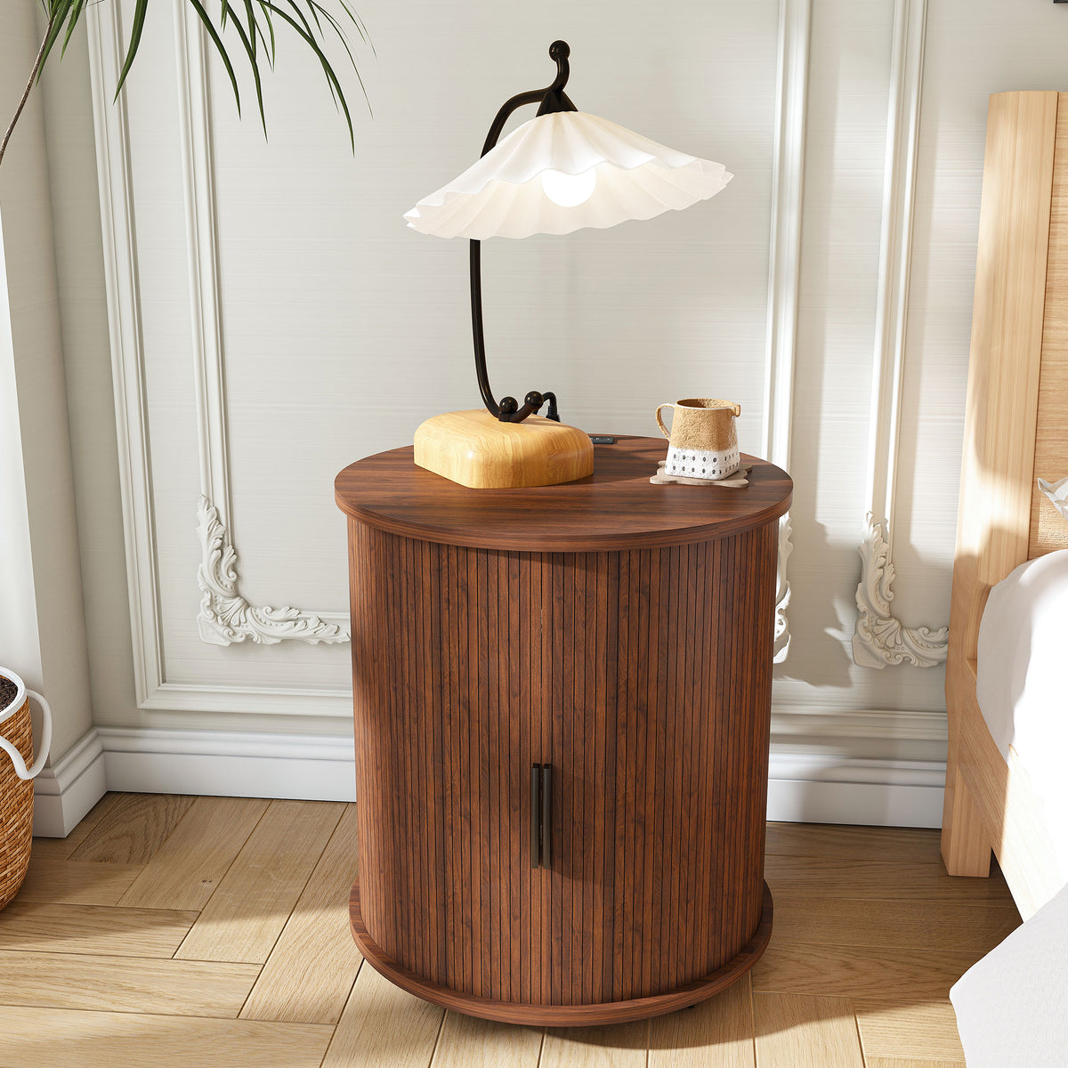 Engineered Wood Nightstand Walnut