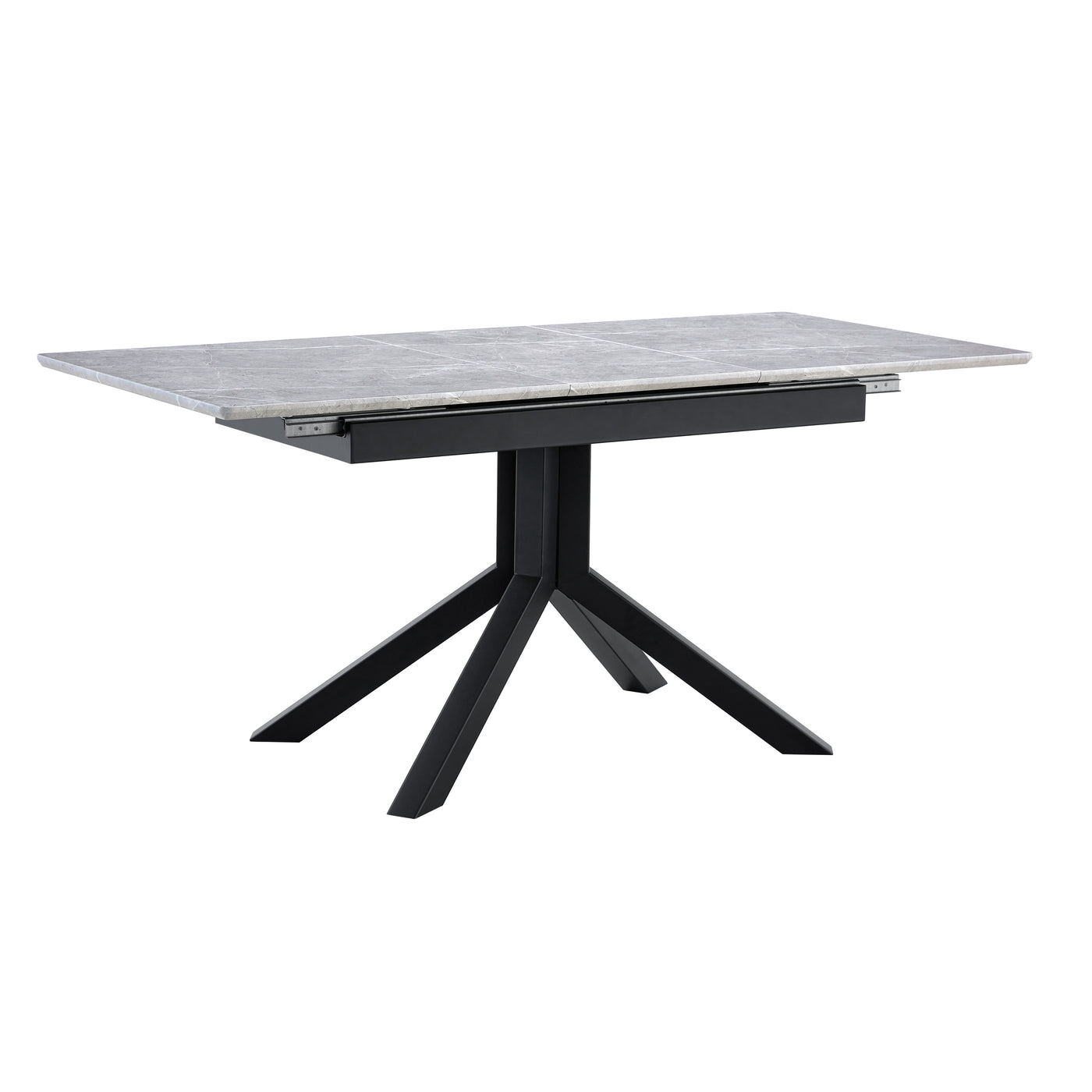 Modern Rectangular Dining Table Gray MDF Metal Legs