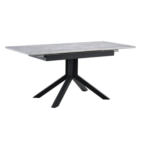 Modern Rectangular Dining Table Gray MDF Metal Legs