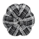 Set of 2, 7x7x7' Fabric Light Black White Plaid Pumpkin, for Holiday Halloween D