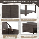 U-Can Lift-Top Coffee Table Hidden Compartment Brown