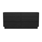 Dresser Minimalist 6-Drawer Black MDF Handleless 72x20x33.1 In