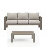 Outdoor Patio Set Iron Khaki 2 Piece 3 Seat Sofa 5 in Cushions 43in Table