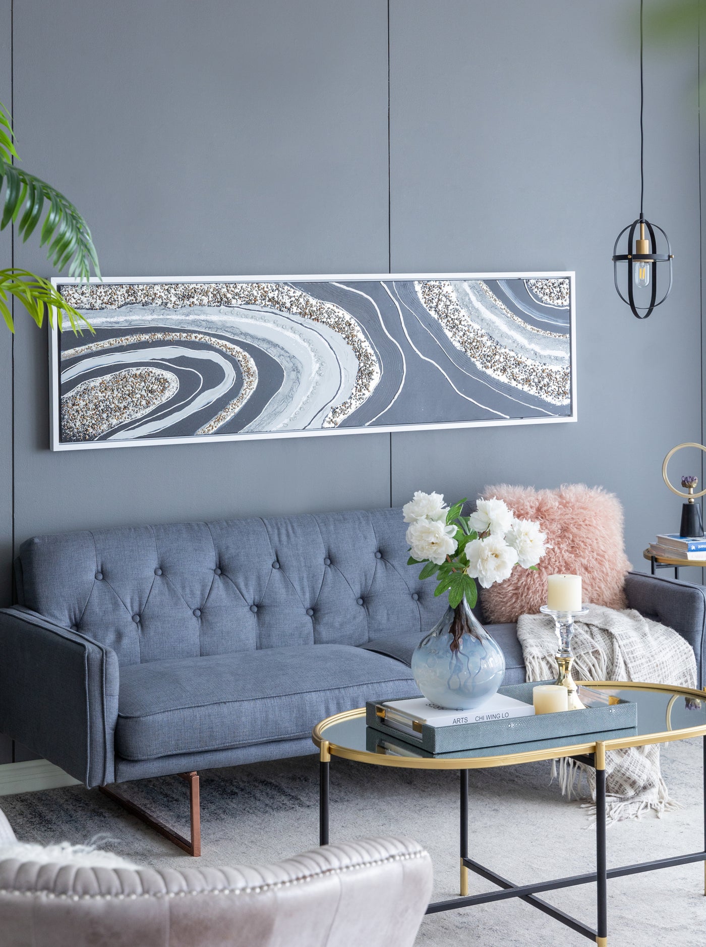 Elongated Rectangle Framed Oil Painting Mirror 70.9x19.7