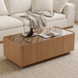Rectangular Engineered Wood Coffee Table with Storage Natural Walnut