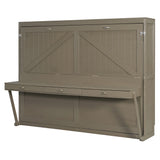 Queen Size Wall Murphy Bed with Storage, Foldable Cabinet Bed with Vanity Desk, Center Mirror & 2 Side Drawers, Distressed Gray(OLD SKU:LP000766AAE)