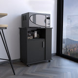 Lower Microwave Cabinet Single Door Three Shelves Black
