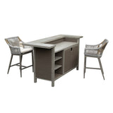 Outdoor Wicker Bar Set 3-Piece Farmhouse Patio Table Stools