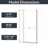 32"W x 72"H Frameless Circular Pivot Shower Door in Chrome With 1/4" (6mm)