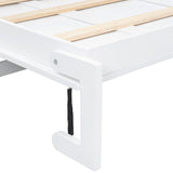 White Twin Size Murphy Bed with Charging Station and Drawer, Solid Pine Wood + MDF