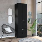 76" Armoire Wardrobe Closet with Drawers, Doors & Hanging Rod