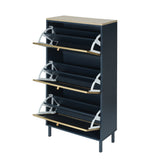 3 Metal Door Shoe Rack, Freestanding Modern Shoe Storage Cabinet, Metal rattan