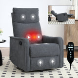 Heat Massage Recliner Chair with Rocker Swivel Grey Fabric
