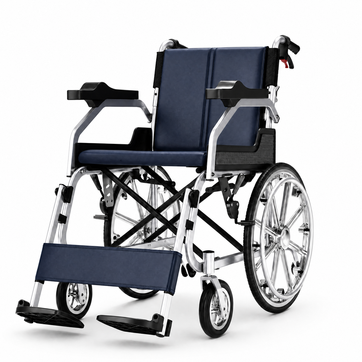 Adult Wheelchair, 22-inch Ergonomic Foldable Aluminum Transport Wheelchair with