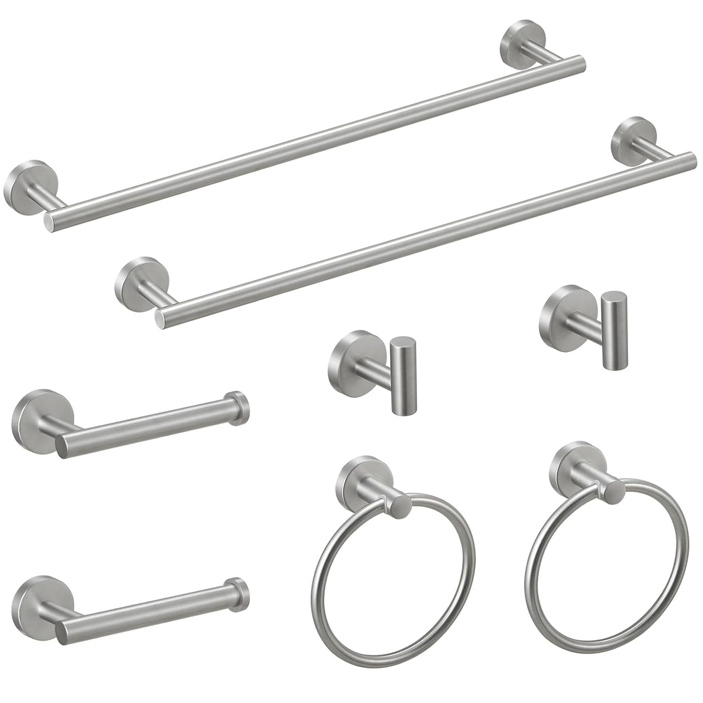 Brushed Nickel Bathroom Accessories Set, 8-Piece Towel Bar