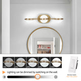 LED 3-Light Bathroom Vanity Light, Acrylic Shades, Champagne Gold