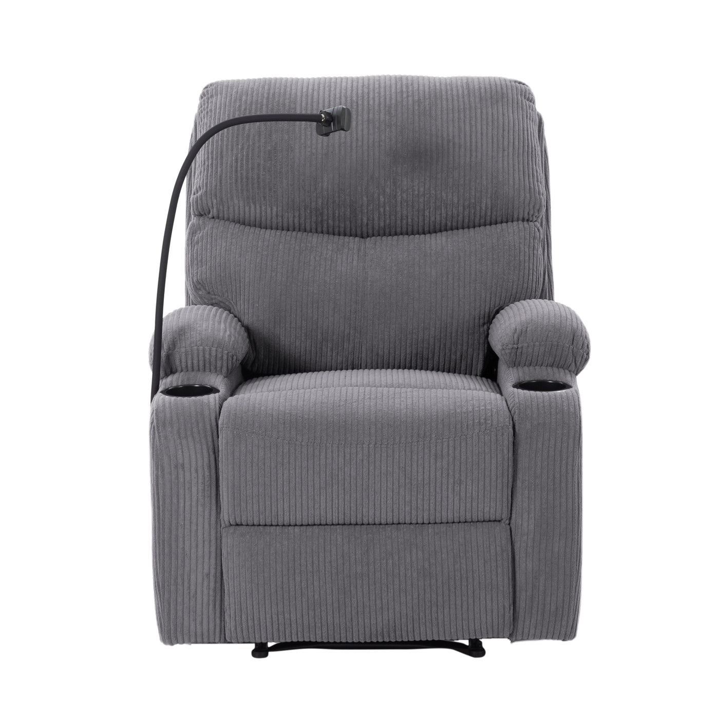 Light Gray Ergonomic Recliner Chair with Cup Holders