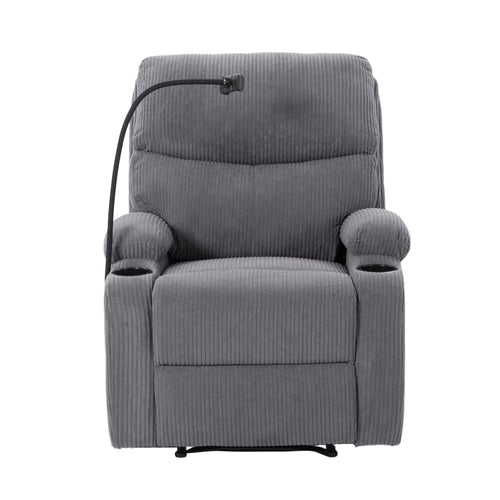 Light Gray Ergonomic Recliner Chair with Cup Holders