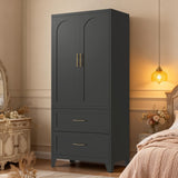 71" Metal Wardrobe Cabinet with 2 Doors, Drawers & Hanging Rod